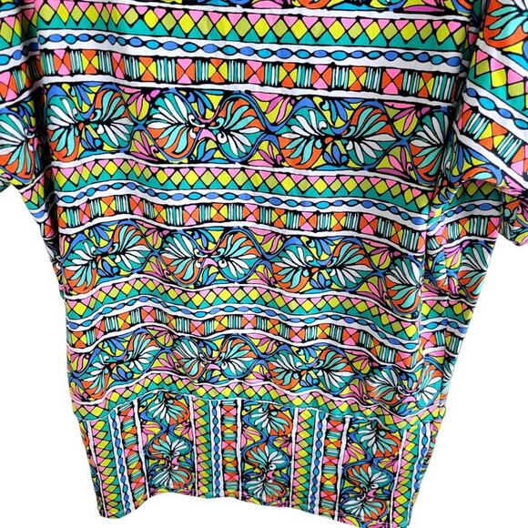 Trina Turk Bora Bora Striped Floral Tunic Cover Up Dress Size L Beach Swim - Picture 6 of 9